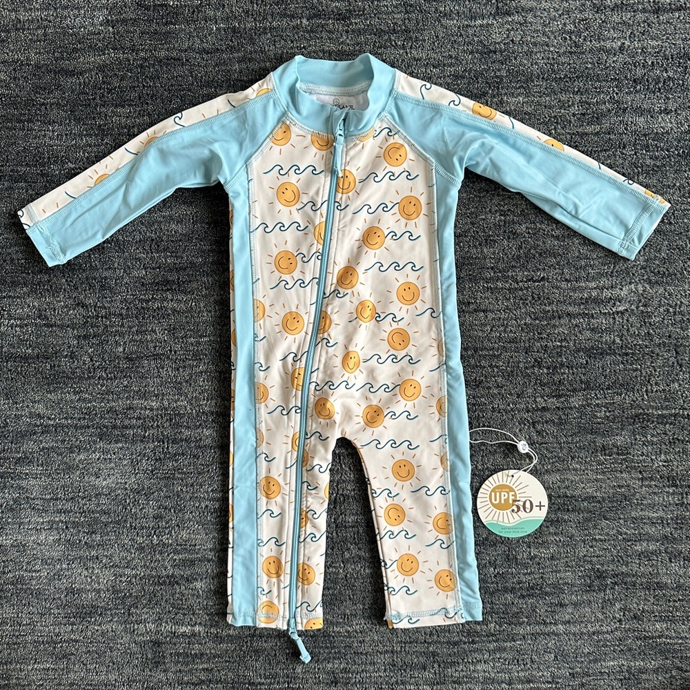 Caden Lane Full Length Long Sleeve Swim Romper (6-12m)